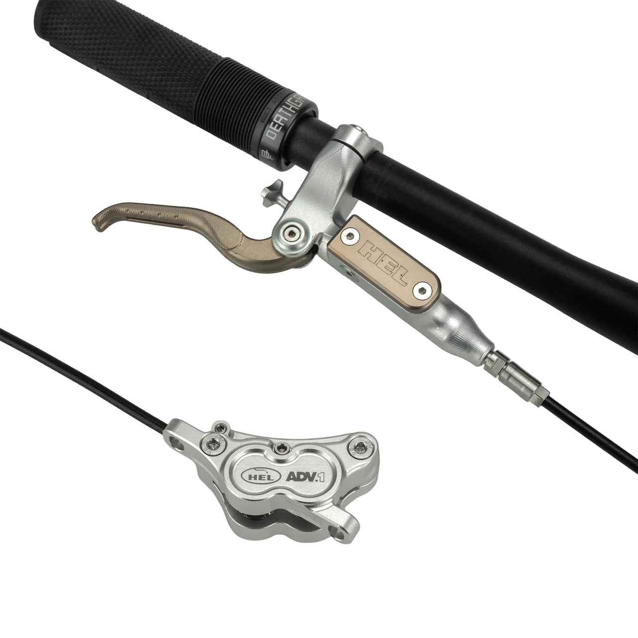 HEL ADVOCATE 4-PISTON HYDRAULIC DISC BRAKE SYSTEM - HYPER SILVER & FORGED BRONZE