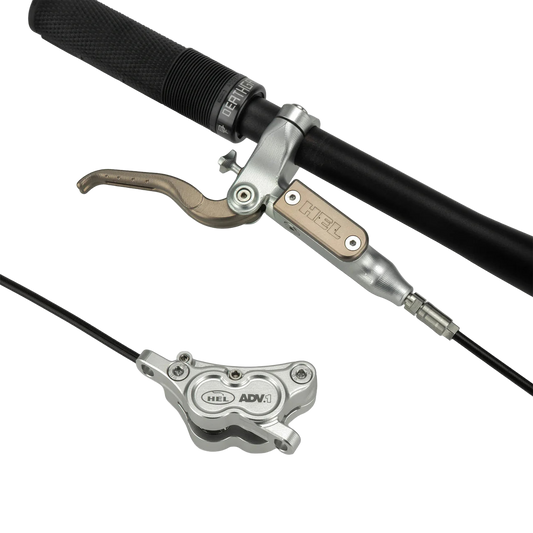 HEL ADVOCATE 4-PISTON HYDRAULIC DISC BRAKE SYSTEM - HYPER SILVER & FORGED BRONZE