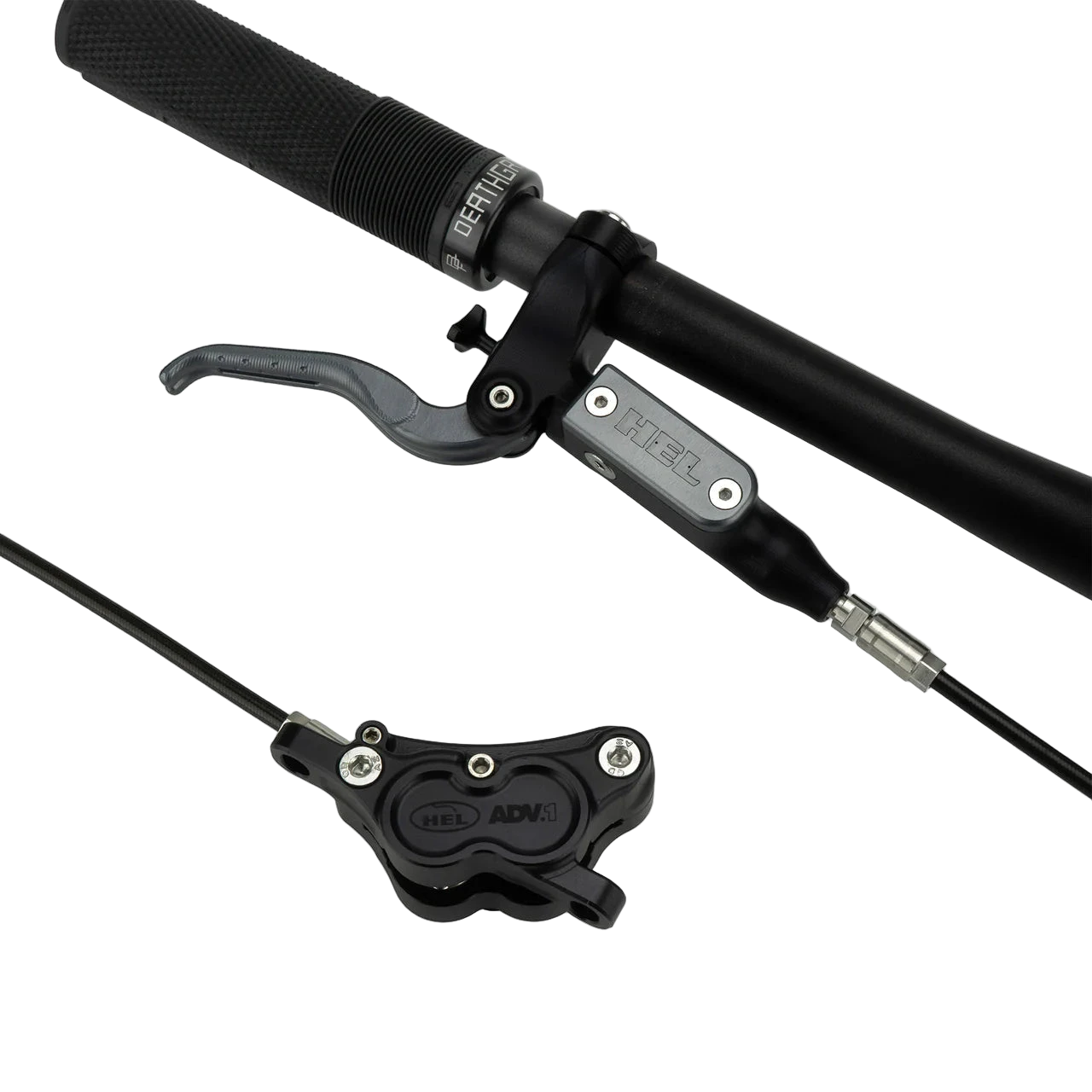 HEL ADVOCATE 4-PISTON HYDRAULIC DISC BRAKE SYSTEM - STEALTH BLACK & VAPOUR GREY